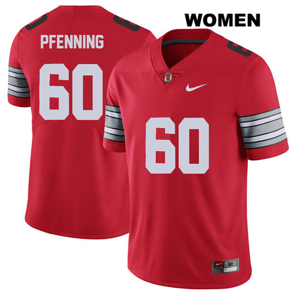 Ohio State Buckeyes Women's Blake Pfenning #60 Red Authentic Nike 2018 Spring Game College NCAA Stitched Football Jersey RC19S13MV